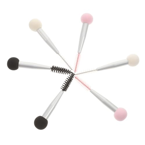 BAZEITFLOW 6 piezas Aplicadores de Maquillaje Esponja Doble Cabeza para Base Sombras y Pestañas Incluye Unidades Rosa y Negro con Mango Mate para Aplicación Precisa y Profesional