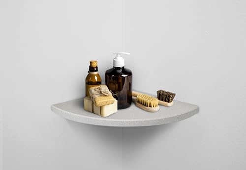 ALEDA STONE Mensola angolare da muro in Marmo, Mensole da muro Design, Mensole Bagno, 1 Mensola Easy con Kit di montaggio, incasso a scomparsa, Silk Grey, 22.9x22.9x2cm, Made in Italy, Opaca
