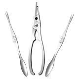 Lurrose Tenazas para Cangrejo de Acero Inoxidable 304, 1 Pinza y 2 Púas Metálicas, Kit Profesional para Comer Cangrejos y Langostas en Hogar y Cocina