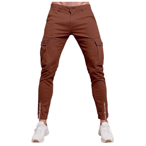 Pantalon cargo pour homme en coton droit avec poches