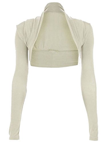 Bolero de manga larga para mujer amarillo crema con acabado premium