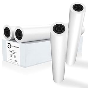 ACYPAPER Plotter Paper 24 x 150, CAD Paper Rolls, 20 lb. Bond Paper on 2″ Core for CAD Printing on Wide Format Ink Jet Printers, 4 Rolls per Box. Premium Quality