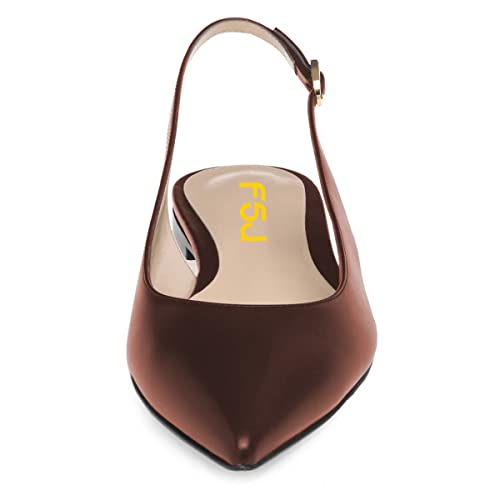 FSJ Women Pointed Toe Slingback Flats Pumps Low Heels Faux Leather Dress Pump Comfortable Slip On Wedding Party Shoes Size 4-15 US3