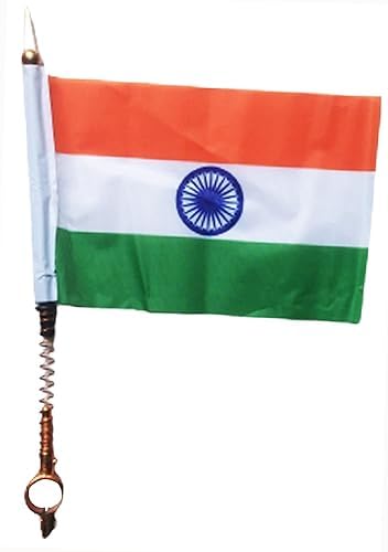 MOOLYAVAAN PRODUCTS Indian Tricolor Golden Polyester And Spring Polister Flag For Bike and Scooty Trianga Flag With Stand/Independence Day/Republic Day Celebration (PACK OF (2) (B0D9K851HT) Amazon Price History, Amazon Price Tracker