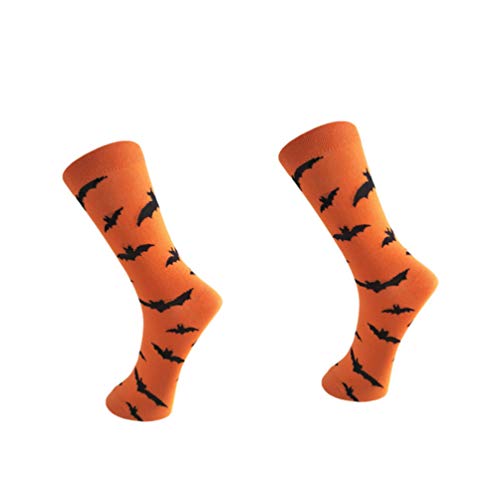 Meias de Abóbora Tendycoco, Meias de Algodão para Festa de Halloween, 2 Pares, Morcego, 21*5cm
