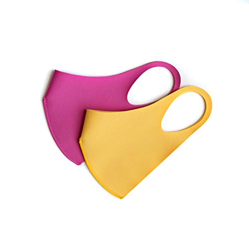 [RUSEPIN] maskfactory Kids 2-Pack aeroheat + aerosilver, Winter Warm, Reusable, UV Protection Face Masks (XX-Small, Pink/Yellow)