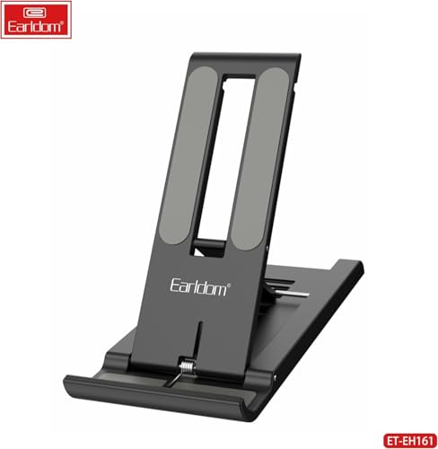 Earldom EH161 Adjustable Smartphone Stand – Foldable, Portable Phone Holder Made from Durable Polypropylene, Multi-Angle Viewing for Desk, Compatible with All Smartphones and Tablets