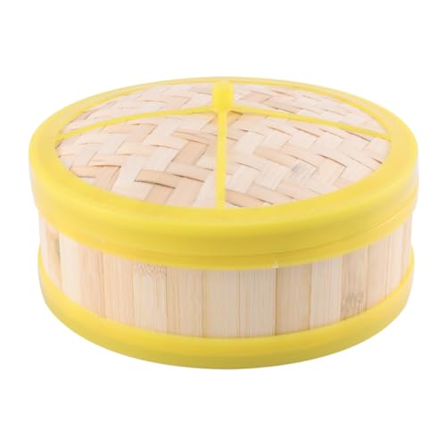 HIAKDOFT Vaporera de Bambú con Cesta y Tapa para Dim Sum Panecillos Chinos Verduras y Arroz Cesta Resistente y Práctica para Cocinar al Vapor Casa