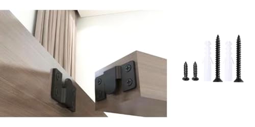 Image of Stainless Steel Concealed Picture Frame Hanging Buckle Black Thickened Firm Mountain Mirror Buckle Picture Frame 2.1 x1.1inch Hardware Accessories Furniture Connector (8 Pairs)
