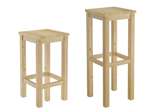 Erst-Holz Barhocker Kiefer Massivholz Tresenhocker wählbar in 60cm oder...