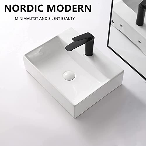 Davivy 18''X 14.2'' Rectangle Vessel Sink With Pop Up Drain,Bathroom Vessel Sinks,Bathroom Sinks Above Counter,Ceramic Vessel Sink,Counter Top Sink,White Vessel Sink For Bathroom #TOP5