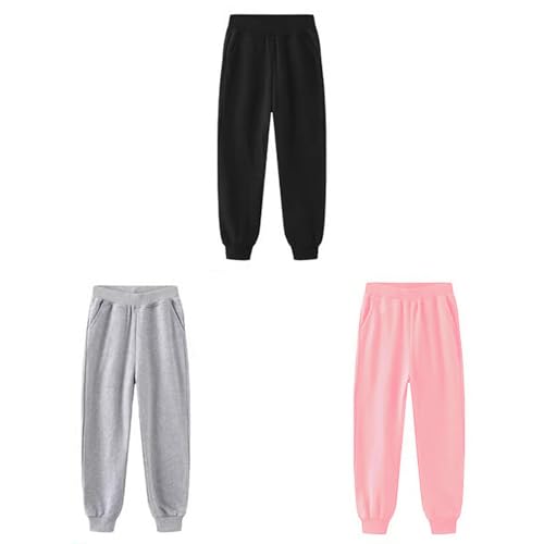 Betadog 3 Pack Girls Fleece Lined Sweatpants Youth Jogger Athletic Pants Kids Pull-On Pants with Pockets