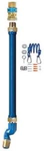 Dormont 1650BPQSR24 1/2" Blue Hose Moveable Gas Connector Hose 24" Long with Blue PVC, 1 SnapFast QD, 1 Swivel MAX, & Coiled Restraining Cable