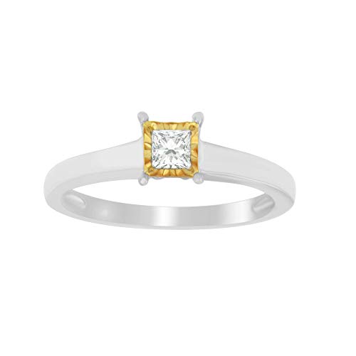 10K Yellow Gold over .925 Sterling Silver Princess-Cut Diamond Ring (.20 Cttw, J-K color, I1-I2 clarity) - Size 8