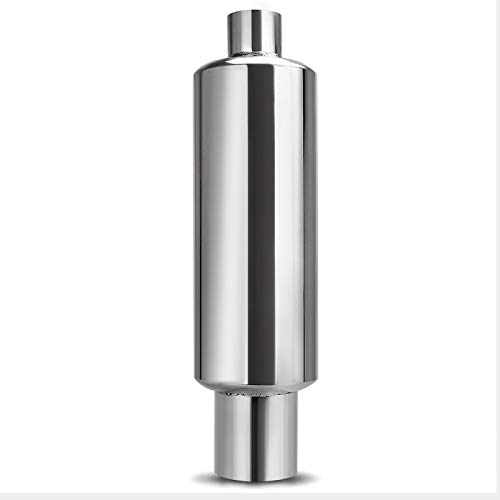 2.5' Inlet 4' Outlet Muffler, AUTOSAVER88 Universal Polished Stainless Steel Muffler, 21.5' Overall Length