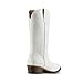 DREAM PAIRS Women's Cowboy Boots Mid Calf Cowgirl Boots Square Toe Chunky Heel Embroidery Stitched Western Boots,Size 7.5,White,SDMB2403W