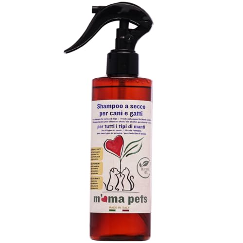 Mama Pets Champú en Seco para Perros y Gatos, Ideal para un Lavado Rápido sin Utilizar Agua - 250 ml