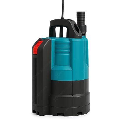 Tauchpumpe 550 Watt 6000l/h Flachsaugend Flachsaugpumpe Poolpumpe Gartenpumpe Wasserpumpe Klarwasser integrierter Schwimmer AM-IPC550