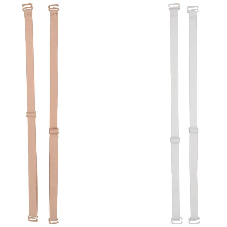 Women's Pop Colour Bra Straps (Skin+White, 2 pairs)-image-15
