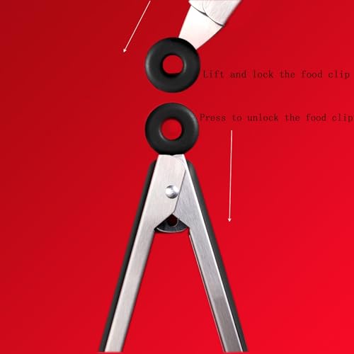 Premium Stainless Steel Kitchen Tong, 12" Sturdy Coiled Spring Locking Food Tong with Non-Slip Silicone Grip ，for Cooking Barbecue, BBQ Grilling, Buffet Serving