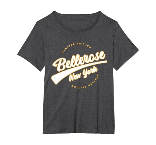 Retro Athletic Bellerose NY Clothing T-Shirt, Women's Plus, Dark Heather Grey, 1X