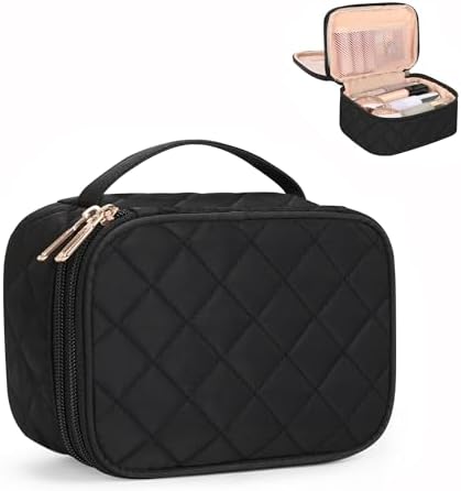 Relavel Small Makeup Bag, Cute Make Up Pouch for Women, Black