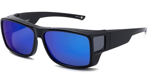Image of CAXMAN Fit Over Glasses Sunglasses Polarized Wrap Around Sunglasses with Side Window Shields for Full Protection