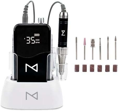 M Mase- Professional Nail Drill Machine, Coreless 2-in-1, 35000 RPM (Black)