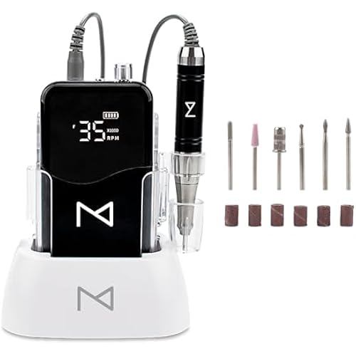 M Mase- Professional Nail Drill Machine, Coreless 2-in-1, 35000 RPM (Black)