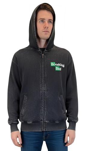 Breaking Bad Crew Zip Up Hoodie Jacket Costume Heisenberg White Skull Crossbones Design Walter Inspired Black (XL)