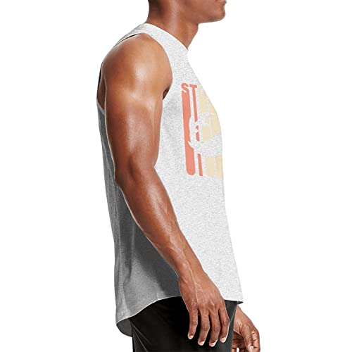 Sturgeons Silhouette Men's Sleeveless T-Shirt Sport Bodybuilding Tank Top Shirts Muscle Workout Vest Medium Gray #TOP2