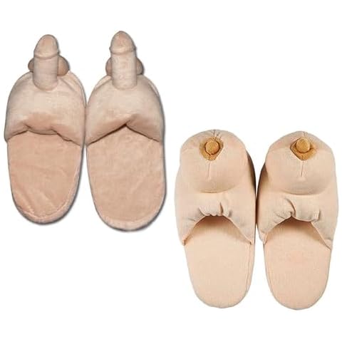 Karwuiio Unisex Adult Funny Slippers Novelty Gag Gift Sexy Indoor Flat Shoes Anti Slip Winter Furry Slippers for Women Men(2Pc-C,One Size) Cover