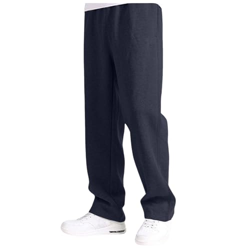 Image of Generisch Men's Tracksuit Bottoms 2026 Men's Casual Straight Trousers Trend Youth Warm Loose Trousers Loose Fashion Lightweight Cotton Jogging Activewear, navy, L