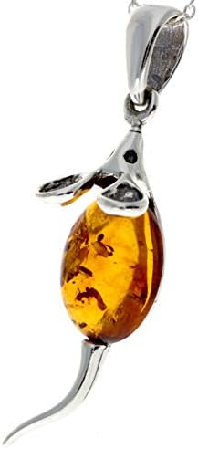 Genuine Baltic Amber & Sterling Silver Mouse Pendant without Chain - 568