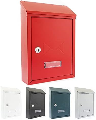 Sterling MB09R Burg Wächter Avon Rear Entry Wall Mounted Galvanised Steel Lockable Weatherproof Post Box - Red - 21x30x7cm