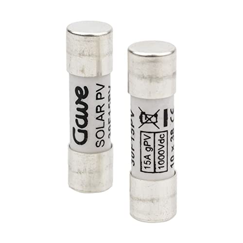 Lot de 2 fusibles pour panneau solaire 12 A Tension maximale 1000 VDC Protection photovoltaïque contre les courts-circuits et les surintensités