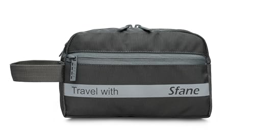 Image of Sfane Portable Travel kit, Travel Pouch for Men & Women Makeup Pouch, Travel Essentials Travel Organizer Toiletry kit Bag for Men, Travel Kit for Toiletries, Wash Bag - Black (Grey)