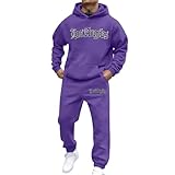 Duohropke Conjunto de entrenamiento para hombre con estampado de Los Angeles Conjunto de jogging con sudadera y pantalón Y2K Hip Hop Ropa urbana unisex Suéteres sueltos y pantalones de jogging Partes