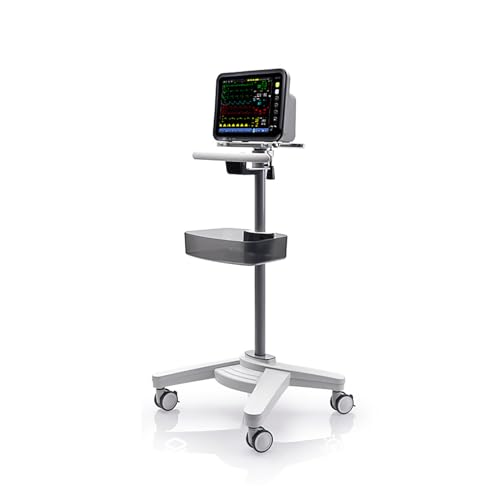 Carro de estación de Trabajo rodante médico con Escritorio de inclinación Ajustable: Soporte de CPU móvil de 550x520 mm, Ruedas de Bloqueo de 3 'y Marco de Acero 45# para Hospital, clínica, salón