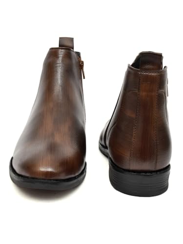 Image of SVpanther Men's Classic Tan Chelsea Boots | Genuine Leather | Slip-On Ankle Boots for Formal & Casual Wear