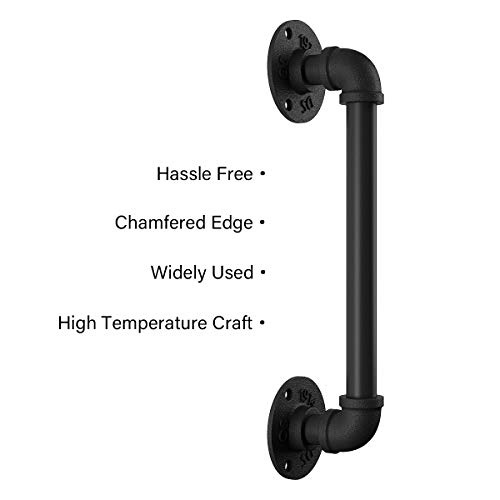 Smartstandard 11” Pipe Barn Door Handle, Black Rustic Industrial Grab Bar, Towel Bar, Handrail And Pull For Stairs, Gate, Garage #TOP3