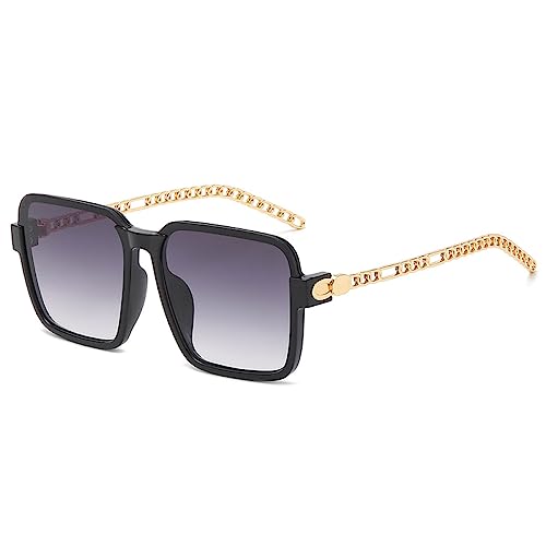 Lunettes de soleil rétro femmes grand cadre carré noir blanc tendances