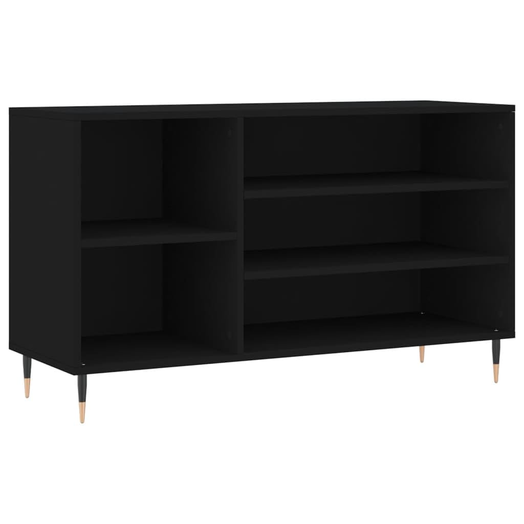 Stojak na buty, 5 przegródek, czarny, 102 x 36 x 60 cm | Nogi metalowe, wielowarstwowe drewno, odporne na przewrócenie, łatwy montaż