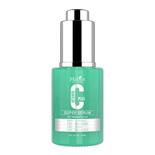 Vitamin C Super Serum Plus for Face, Mabox- Skin Care Anti-Aging, Anti-Wrinkle, Acne and Dark Spot Remover,Â Facial Serum with Niacinamide, Retinol, Hyaluronic Acid,Vit E and Salicylic Acid (VC PLUS)