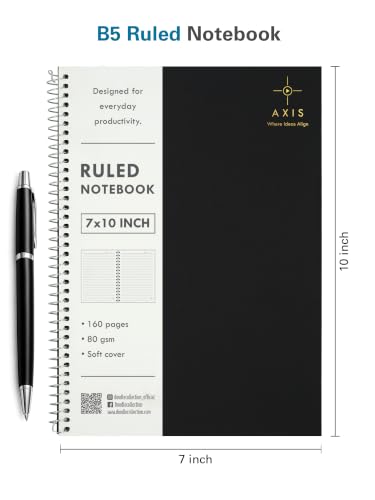 Image of DOODLE B5 Spiral Notebook Set of 3 | 7 x 10 Inch Large Ruled Notebooks | 160 Lined Pages, 80 GSM Thick Paper | Soft Cover Journal for Study, Office, Work & Note Taking (AXIS)