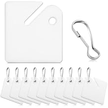 COMNICO 200PCS Slotted Key Tags, 1.5 Inch Plastic White Square Hanging Tags with Metal Snap Hooks Writable Key Chain Labels Sturdy Frosted Item Identifiers for Home Office Garage Cabinets Boxes Locker