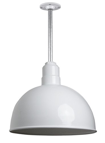 Steel Lighting Co. Rose Bowl Pendant | Ceiling Mounted Light | 15 Inch Dome | 12 Inch Stem | Heavy Duty Steel Farmhouse Barn Style Made In America | White Exterior/White Interior #TOP5