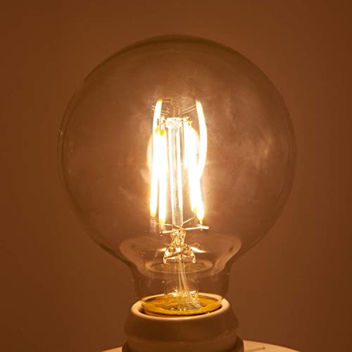 Maxxima G25 LED Light Bulb Globe Filament Bulb - 40 Watt Equal, 500 Lumens 2700K Warm White, E26 Standard Edison Vanity Bulb, Great for Kitchen, Living Room, and Bathroom, Non-Dimmable, 120V - 6 Pack