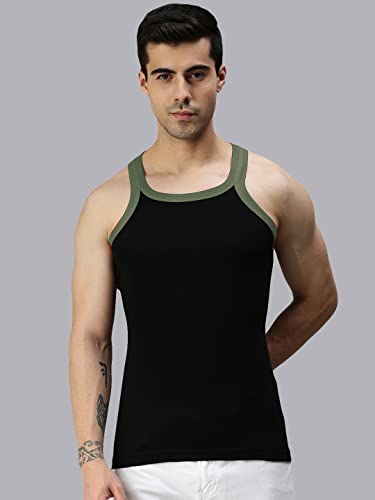 Image of Lux Cozi Men Pack of 3 Pure Cotton Assorted Gym Vest (Size :