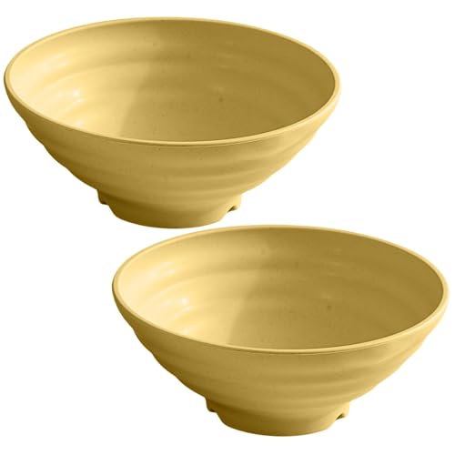 Image of Wheat Straw Salad Bowls Set (900ml) - Large Microwave Safe, Unbreakable & Stackable Bowls for Salad, Pasta, Soup, Ramen - BPA-Free, Eco-Friendly, Lightweight Serving Bowls for Kitchen (2, Yellow)
